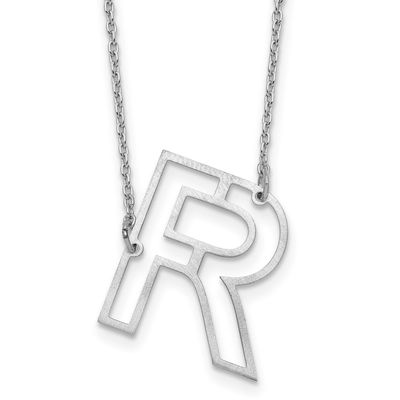 Sideways Cut Out Initial R Necklace 14k White Gold XNA1473W/R