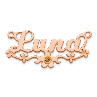 Bezel Birthstone Flower Name Plate 14k Rose Gold XNA1495R