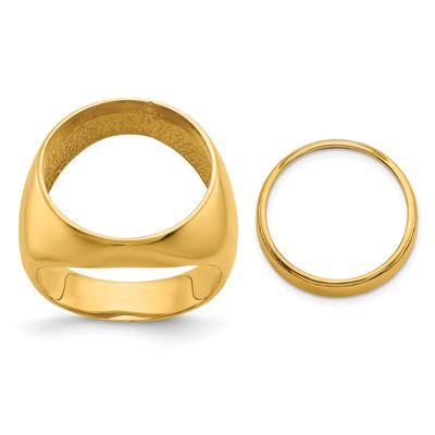Men&#39;s Polished Classic Open Back 16.5mm Coin Bezel Ring 10k Gold 10R3658/16.5