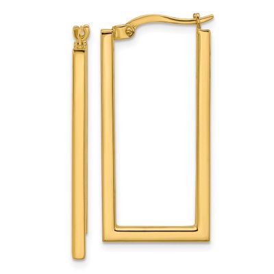 Rectangle Hoop Earrings 14k Gold Polished LE2794 196904289884