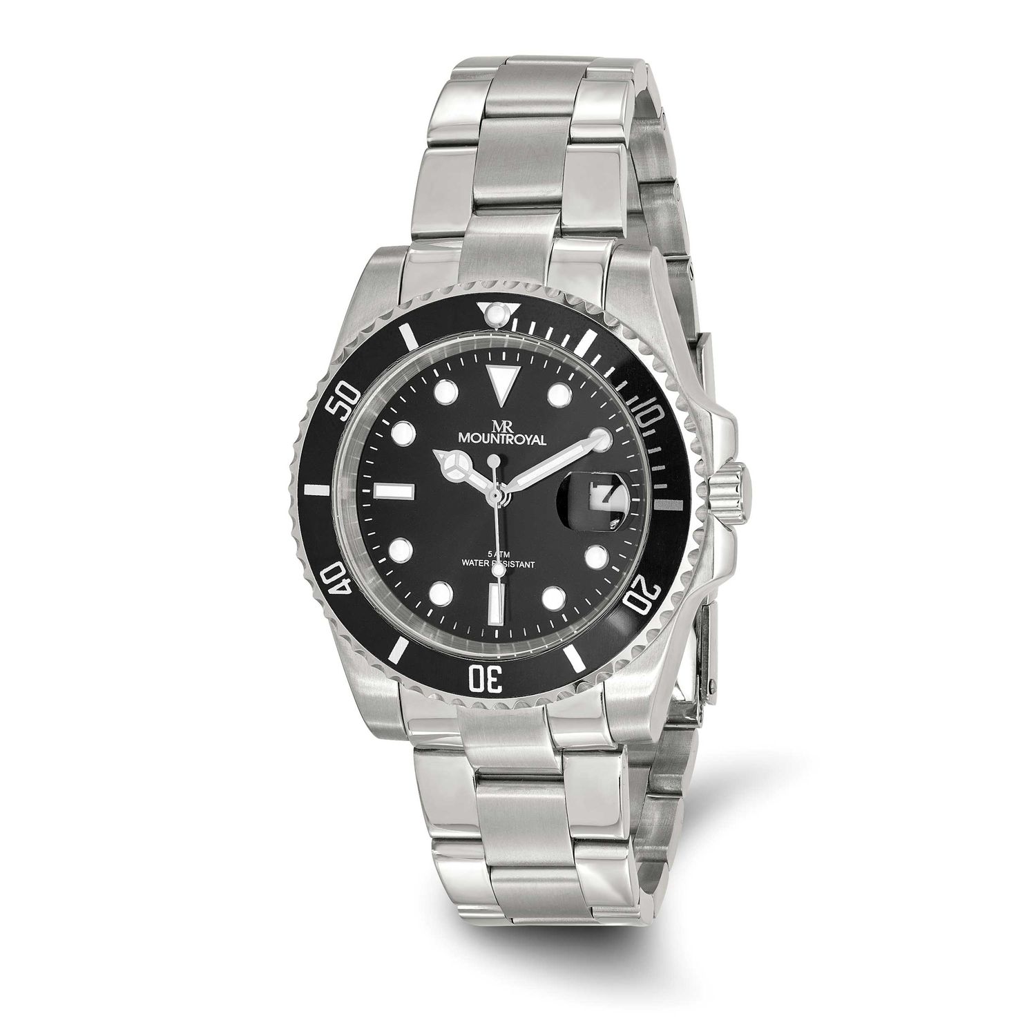 Mens Mountroyal Black Dial Divers Watch Stainless Steel XWA2367 886774139418
