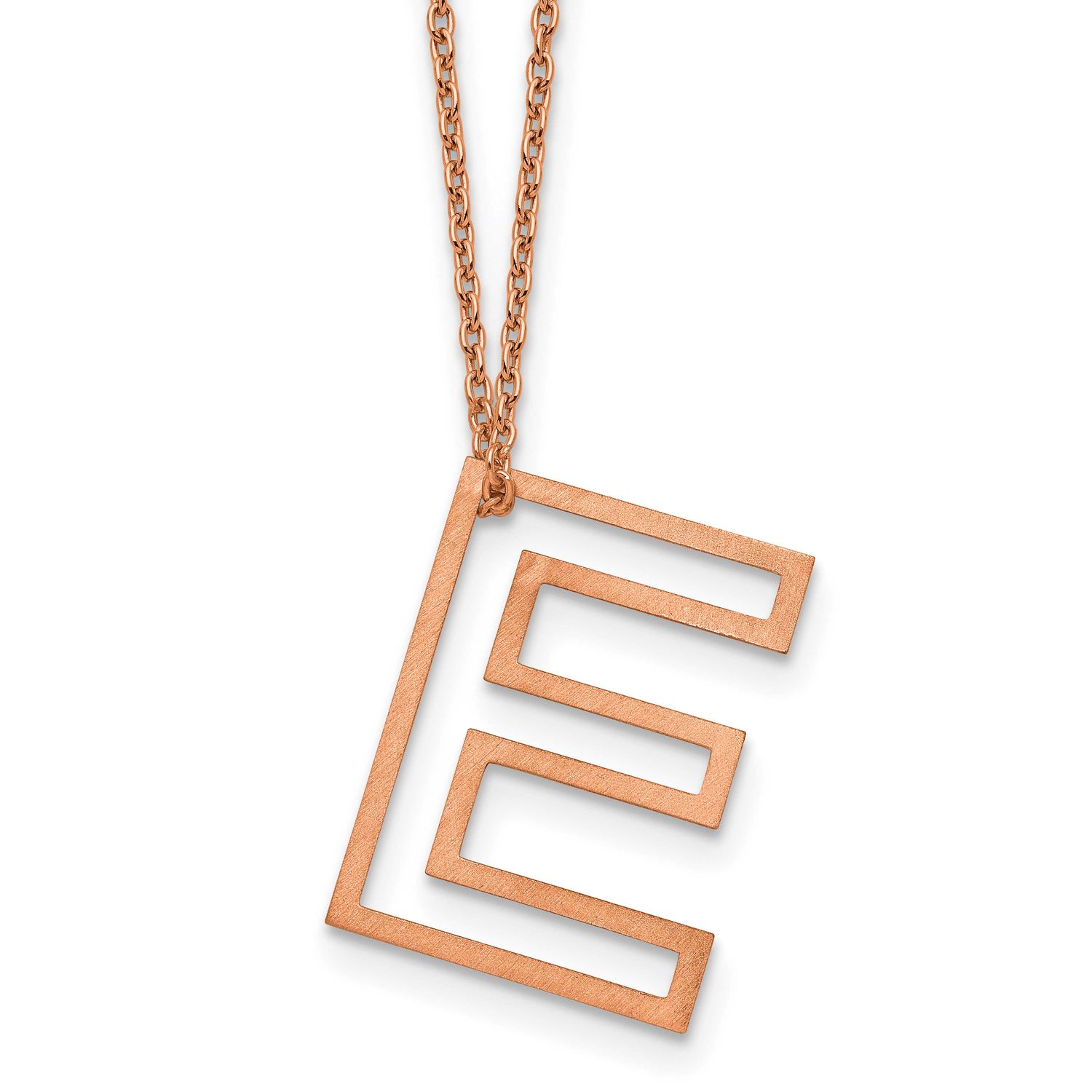 Rose Gold-Plated Cut Out Slide Initial E Necklace Sterling Silver XNA1474RP/E