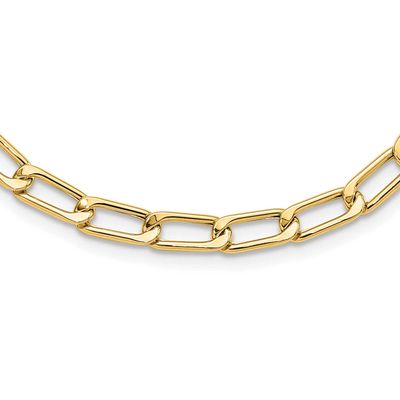 Hollow Fancy Link 20 Inch Necklace 14k Gold Polished LF1658-20 196904196489