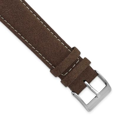 Debeer 24mm Dark Brown Vegan Microfiber with White Stitching and Silver-Tone Buckle 7.5 Inch Watch …