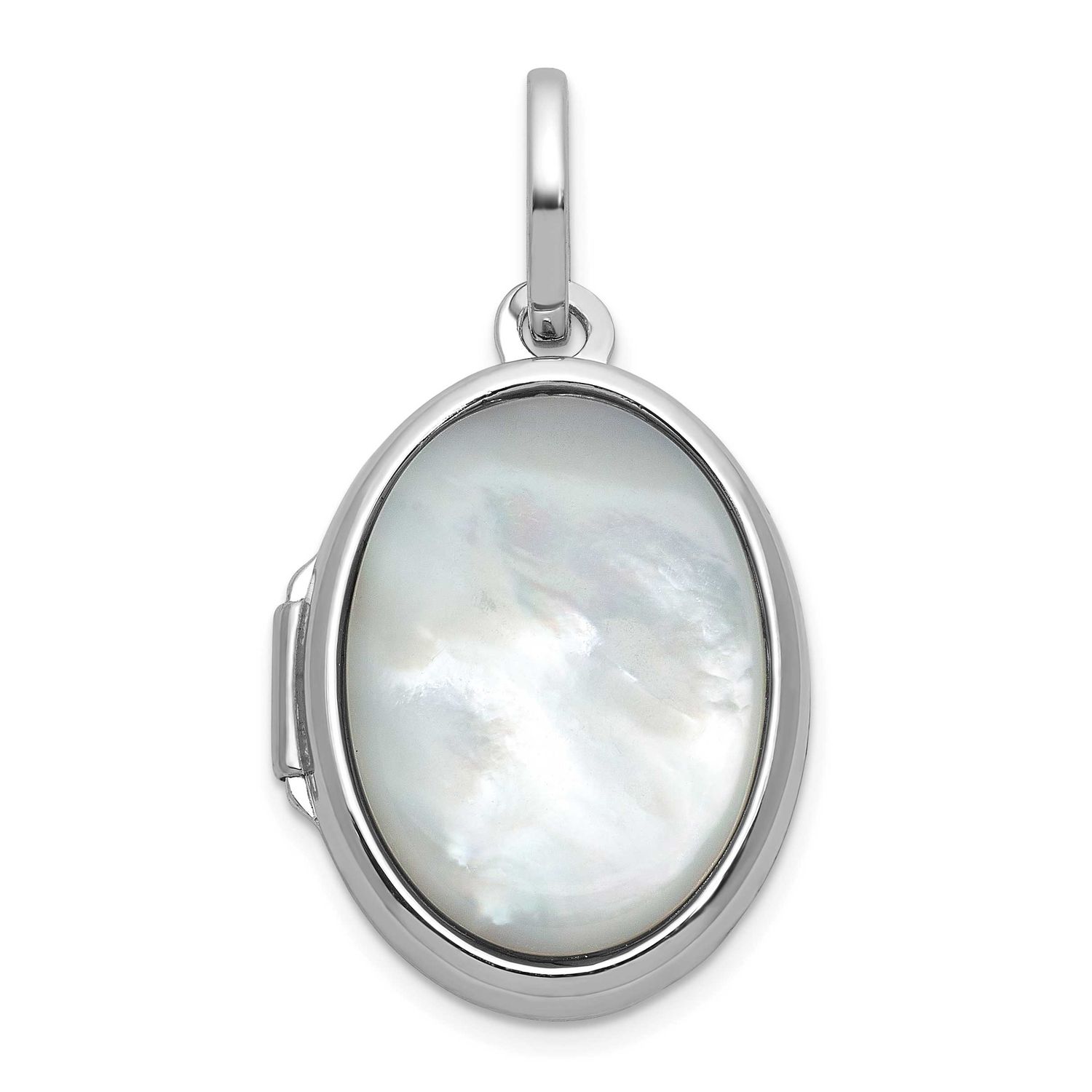 Mother of Pearl 16.5mm Oval Locket Sterling Silver Rhodium-plated QLS1223