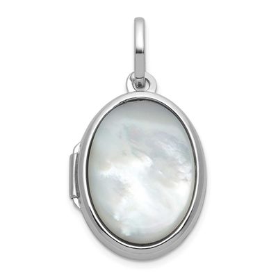 Mother of Pearl 16.5mm Oval Locket Sterling Silver Rhodium-plated QLS1223