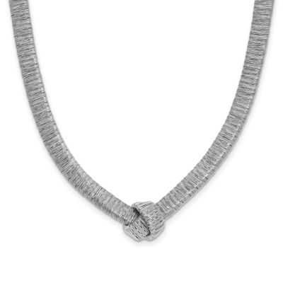 Texture Wrapped Knot with 2 Inch Extender Necklace Sterling Silver Rhodium-plated QLF1350-16 196904…