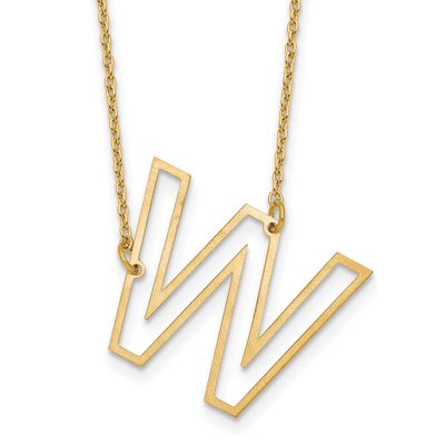 Sideways Cut Out Initial W Necklace Sterling Silver Gold-plated XNA1473GP/W