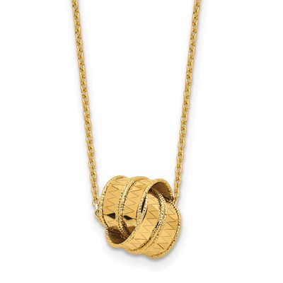 Diamond-Cut Fancy Knot with 2 Inch Extender Necklace 14k Gold Polished LF1934-17 196904333624