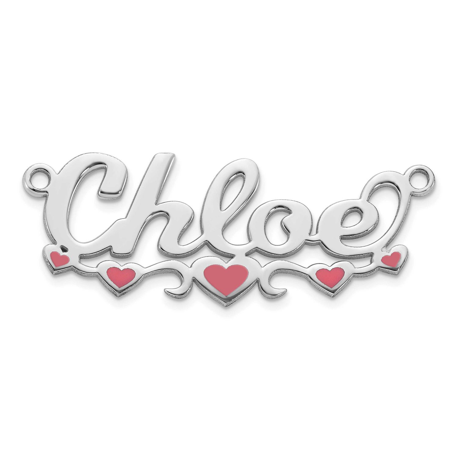 Epoxy Hearts Name Plate 10k White Gold 10XNA1501W