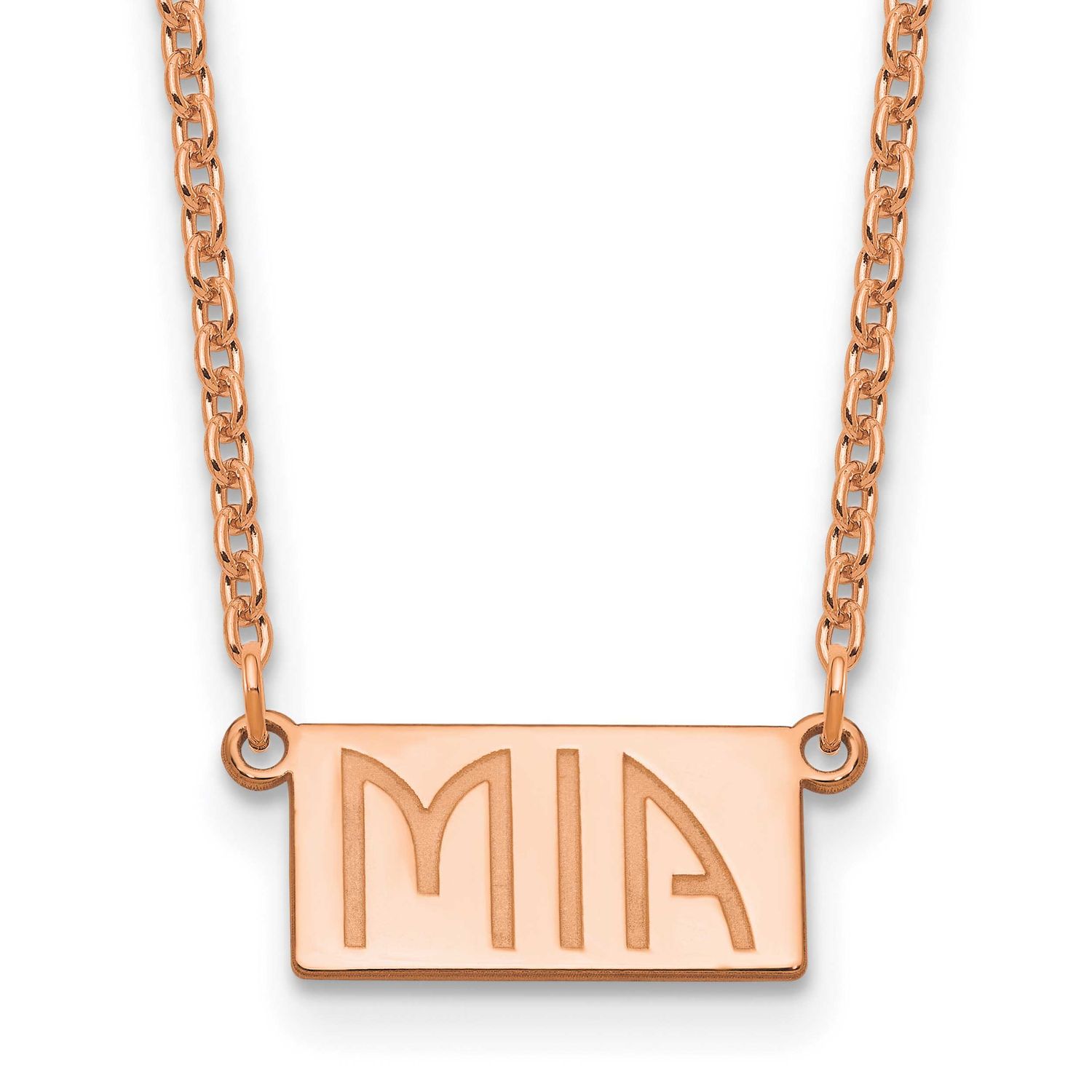 1-3 Letter Name Bar Necklace Sterling Silver Rose-plated XNA1512RP