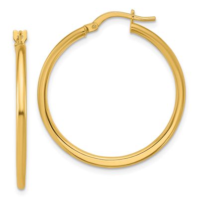 Round Hoop Earrings 10k Gold Polished 10LE638