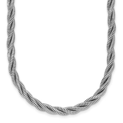 Twisted Necklace Sterling Silver Rhodium-plated Polished QLF1482-18