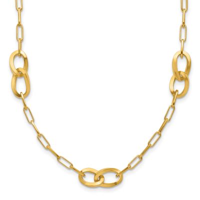 Fancy Link with 1 Inch Extender Necklace Sterling Silver Gold-plated QLF1414-16 196904318171