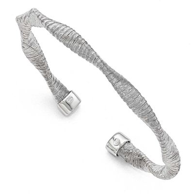 Polished Twisted Cuff Bracelet Sterling Silver Textured QLF449 886774962597