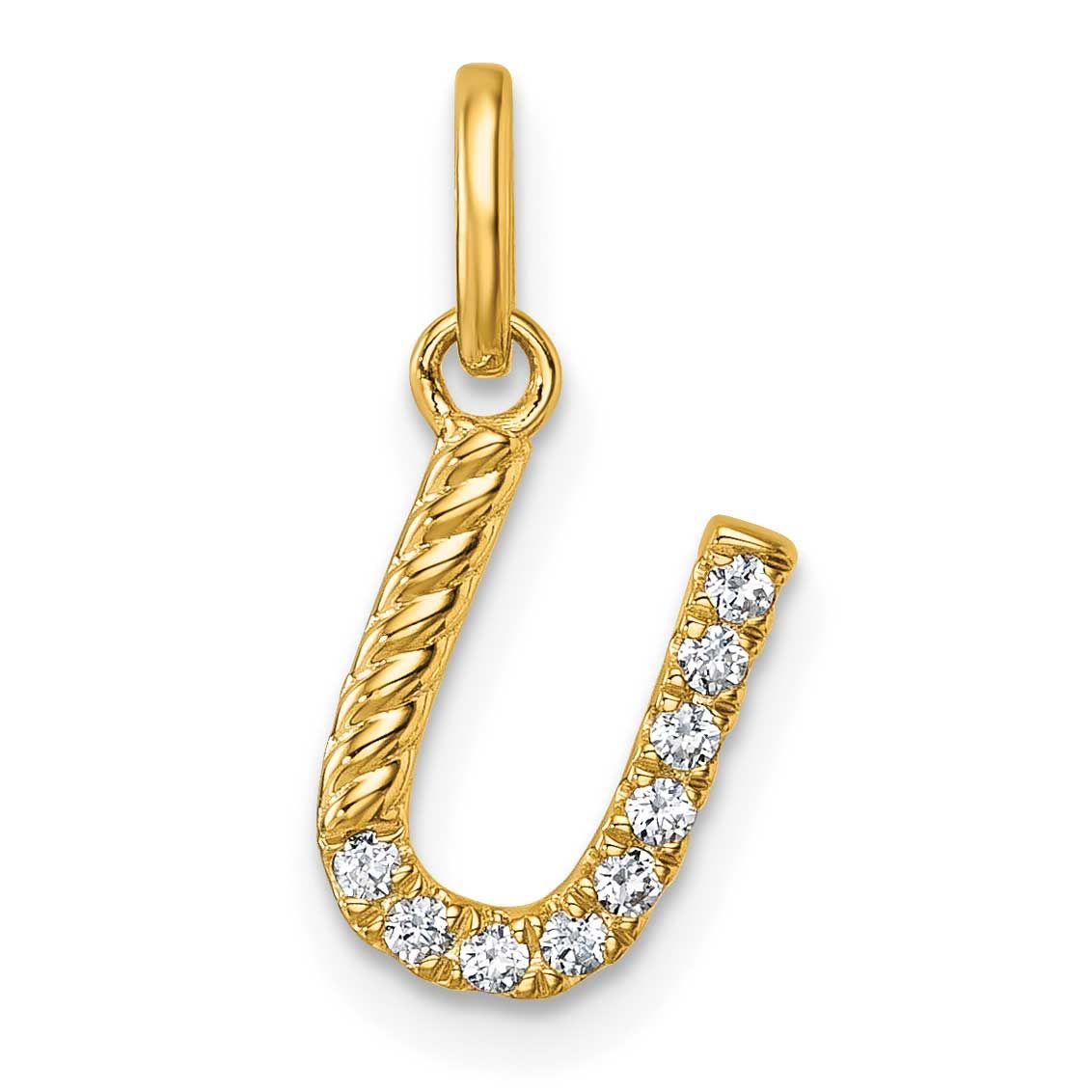 Twisted .10 Ct. Diamond Initial U Charm 14k Gold PM10732U-YA