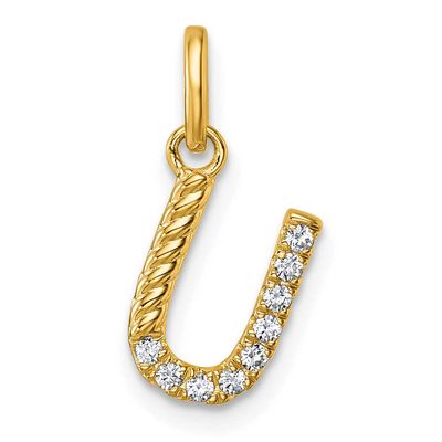 Twisted .10 Ct. Diamond Initial U Charm 14k Gold PM10732U-YA