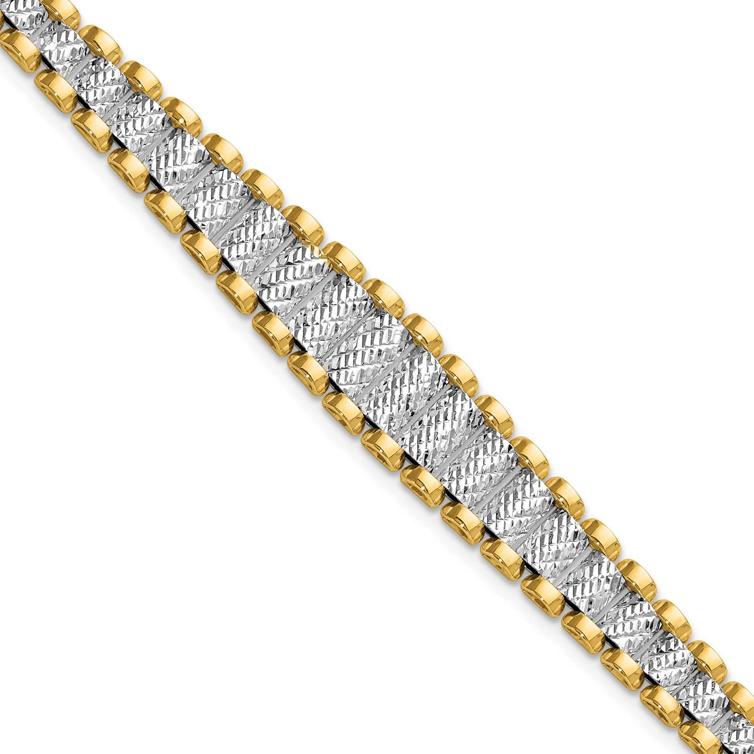 Diamond-Cut with .5 Inch Extender Bracelet 14k Two-tone Gold Polished LF1890-7 196904171400