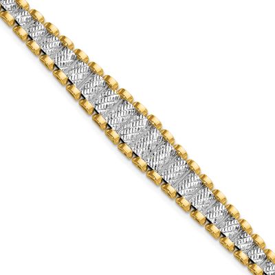 Diamond-Cut with .5 Inch Extender Bracelet 14k Two-tone Gold Polished LF1890-7 196904171400