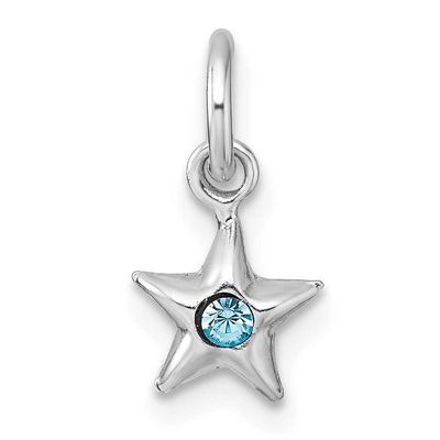 Madi K Blue Crystal Star Children&#39;s Pendant Sterling Silver Rhodium-plated QP5969