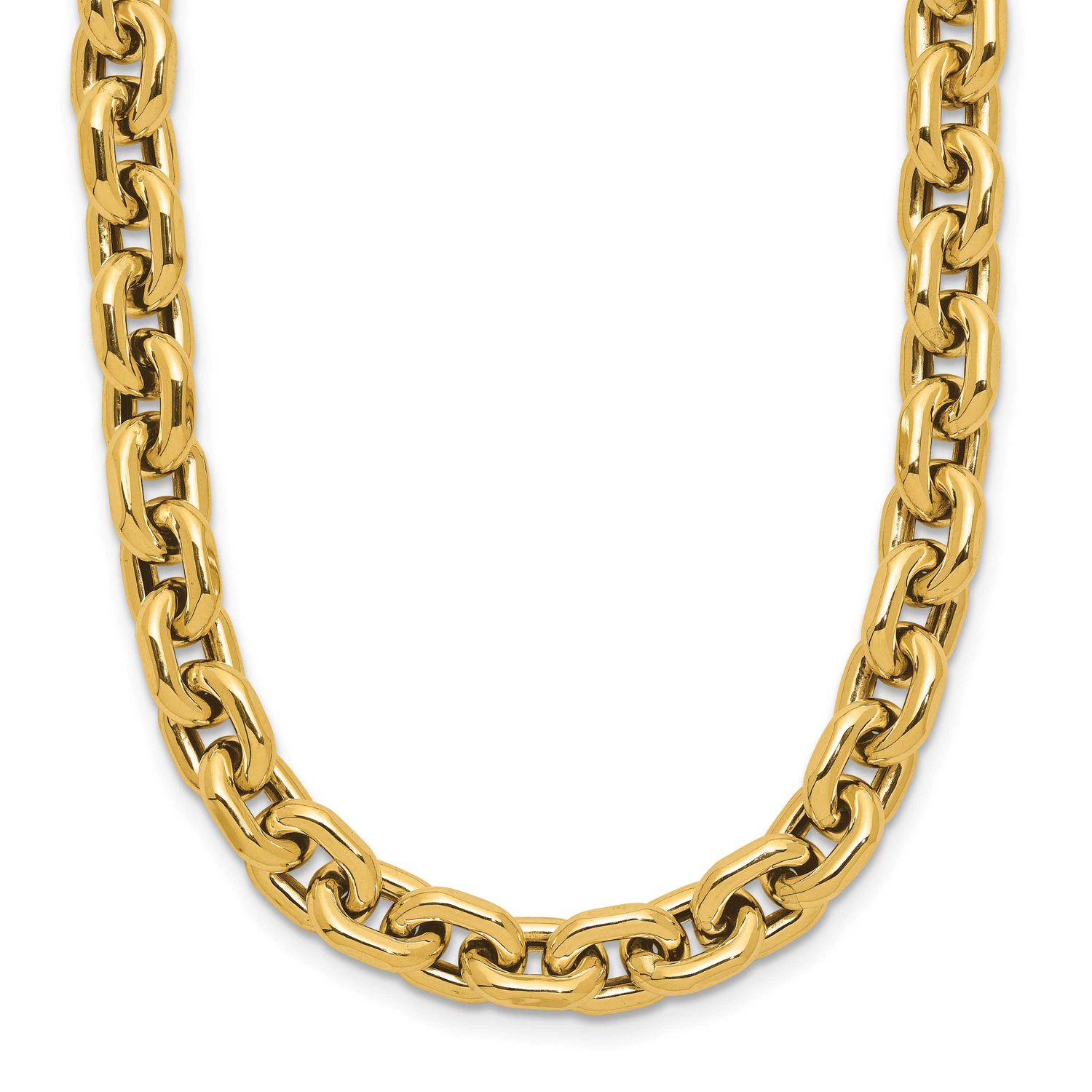 7.0mm Flat Edge Cable Link Necklace 14k Gold Polished LF2224-18 196904317464