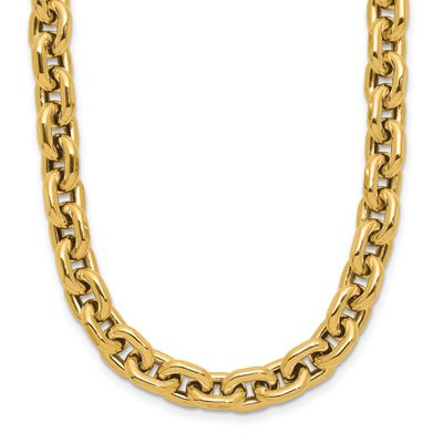 7.0mm Flat Edge Cable Link Necklace 14k Gold Polished LF2224-18 196904317464