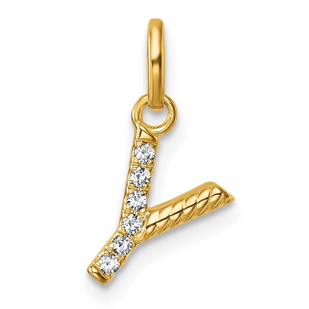 Twisted .05 Ct. Diamond Initial Y Charm 14k Gold PM10732Y-YA