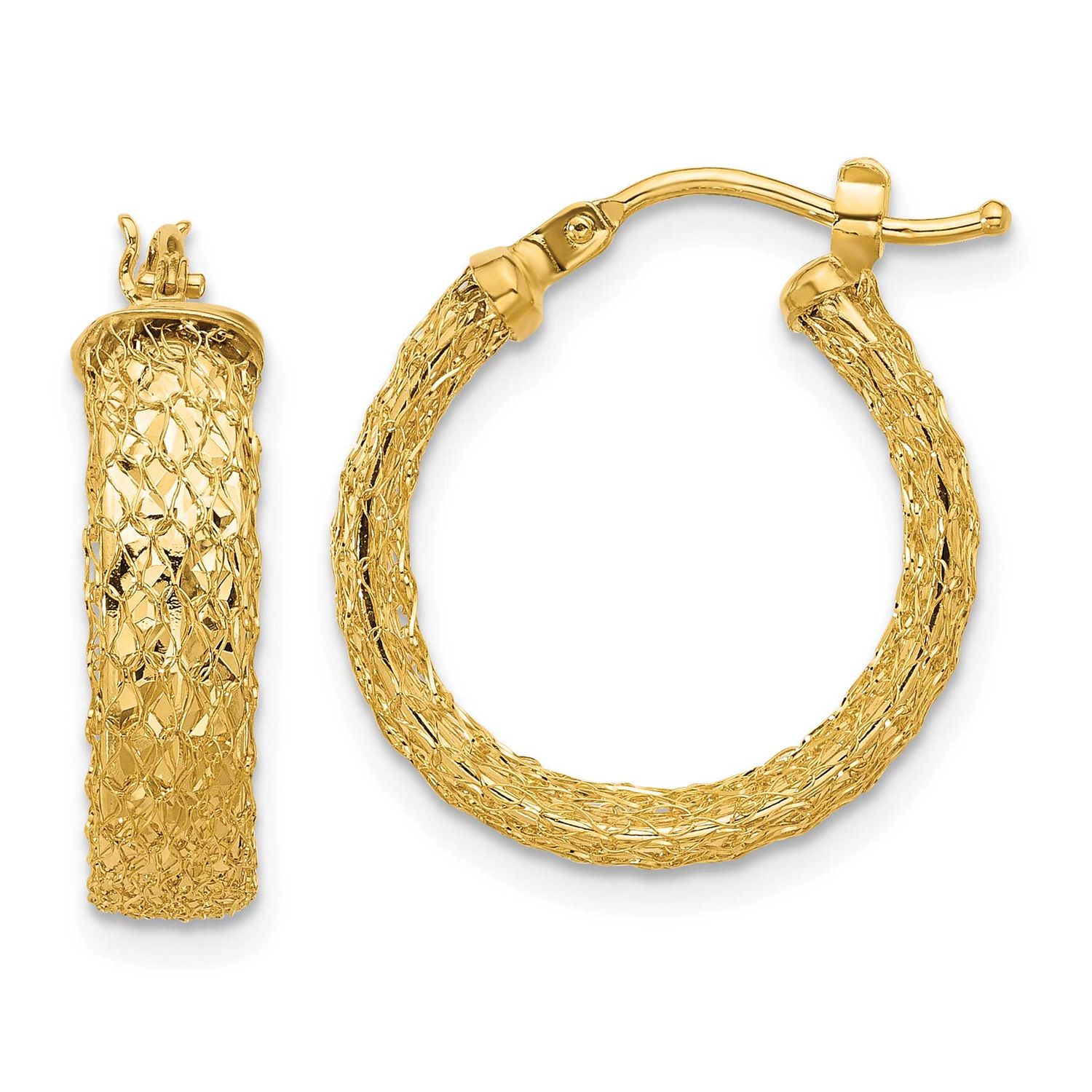 Textureddiamond-Cut Hoop Earrings 14k Gold Polished LE2695 196904340066