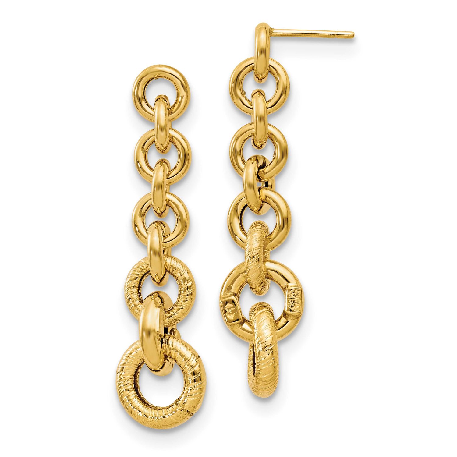 Fancy Dangle Earrings 14k Gold Polished LE1604 191101759390