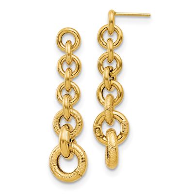 Fancy Dangle Earrings 14k Gold Polished LE1604 191101759390