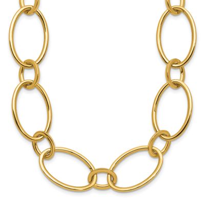 Fancy Mixed Oval Link Necklace 14k Gold Polished LF2248-18