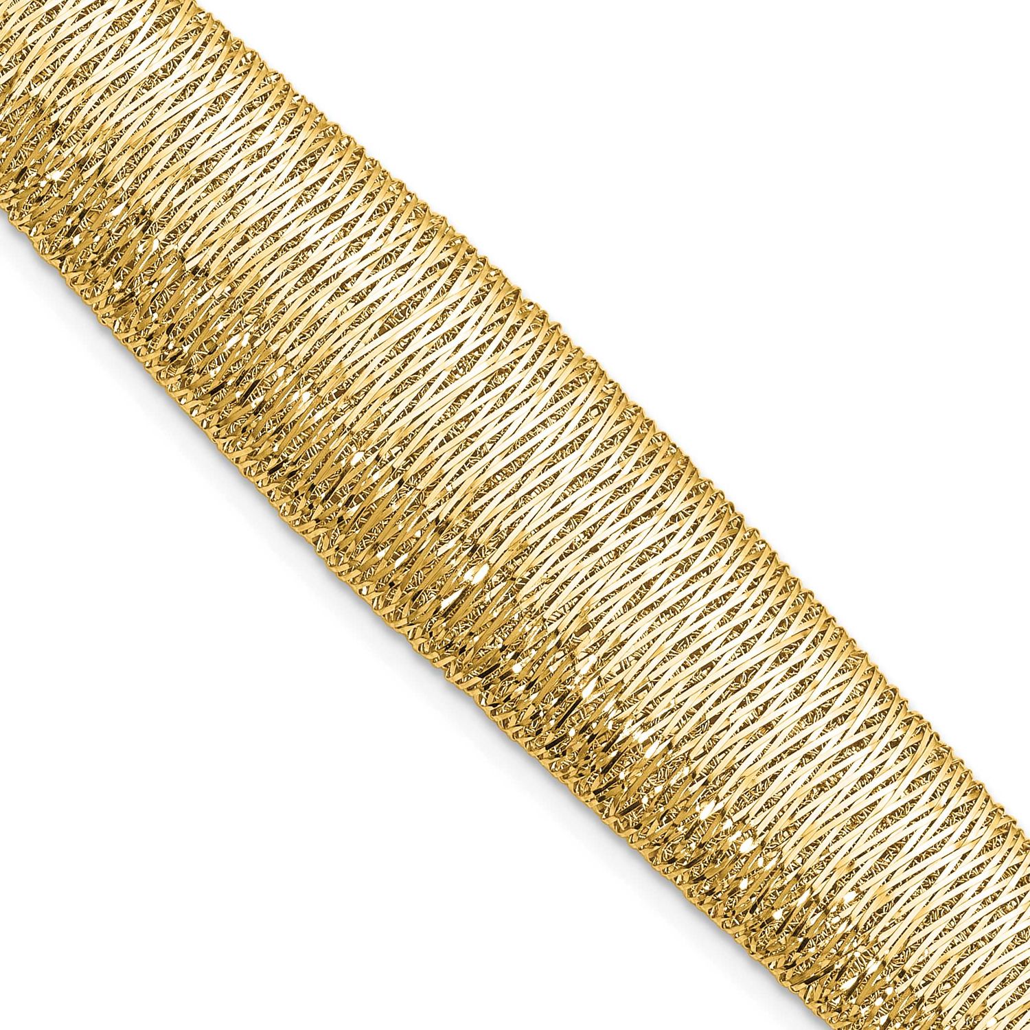 Woven Graduated Dome Bracelet 14k Gold Polished LF1956-7.5 196904327623