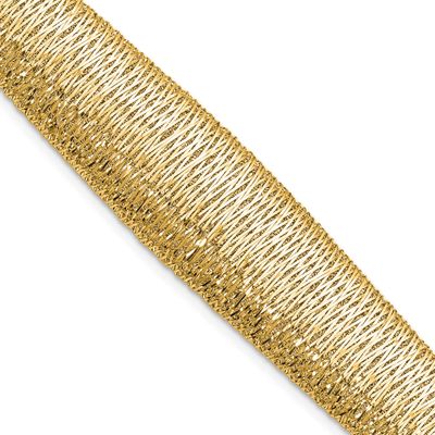 Woven Graduated Dome Bracelet 14k Gold Polished LF1956-7.5 196904327623
