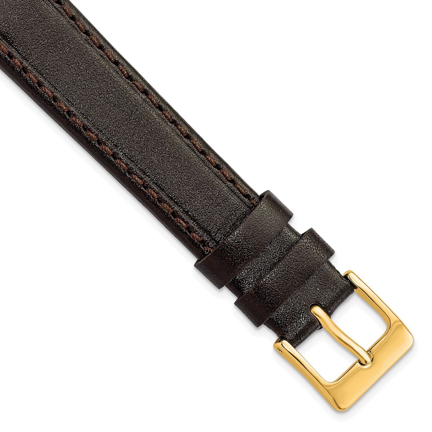 Debeer 16mm Dark Brown Genuine Calf Leather with Gold-Tone Buckle 7.5 Inch Watch Band BAY359-16 196…