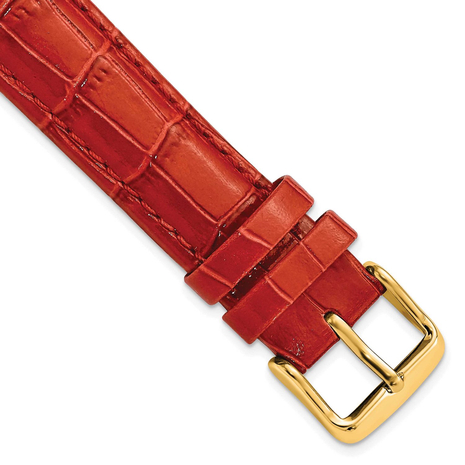 Debeer 18mm Red Crocodile Grain Chronograph Leather with Gold-Tone Buckle 7.5 Inch Watch Band BAY11…