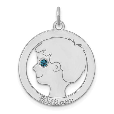 Boys Silhouette with Birthstone Charm 14k White Gold XNA1544W