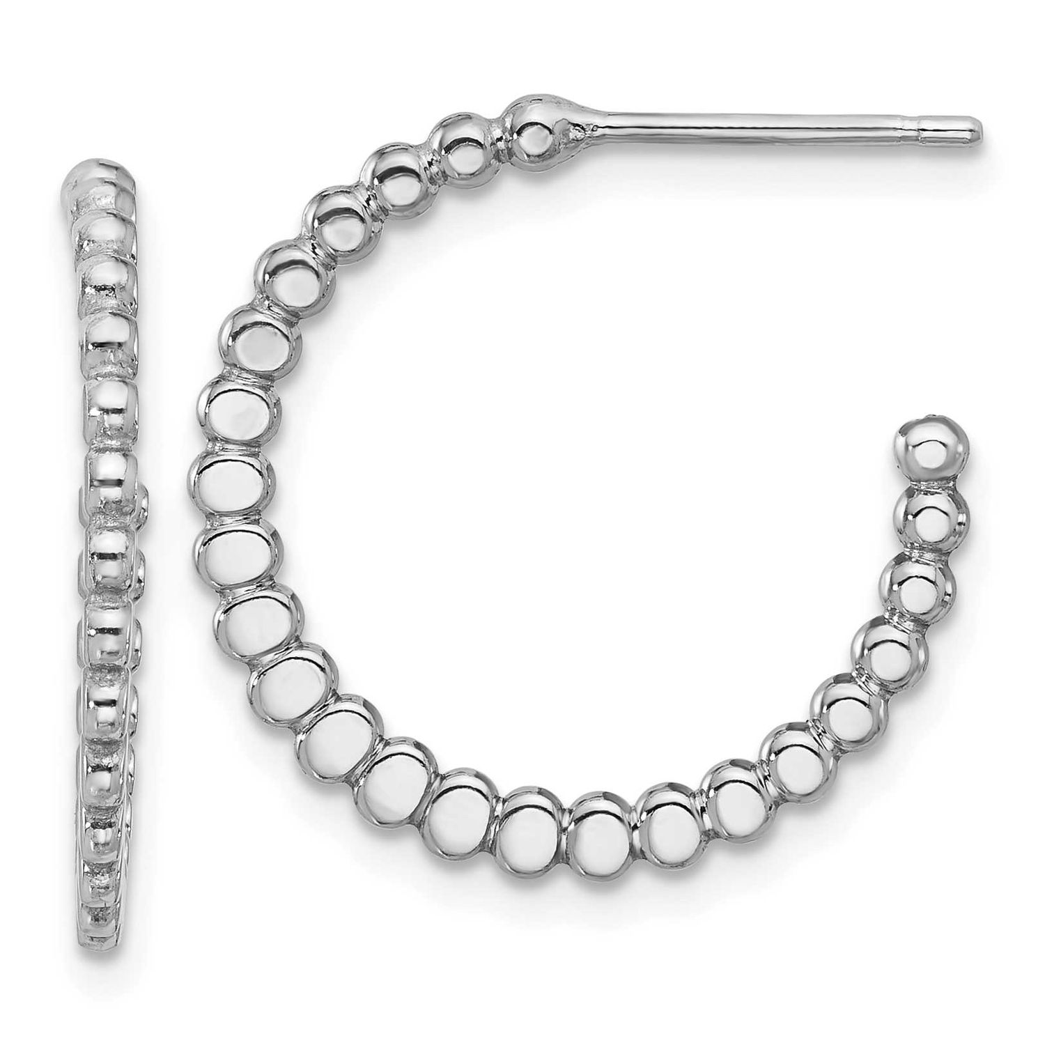 Polished J-Hoop Earrings Sterling Silver Rhodium-plated QLE1481 196904183069