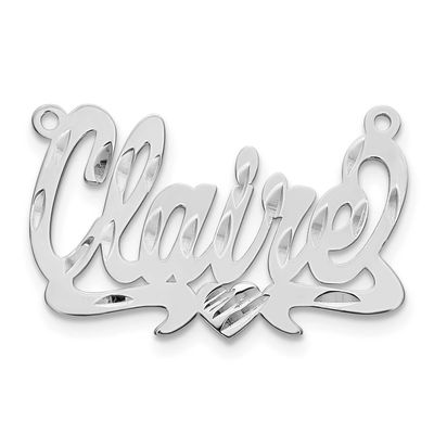Diamond-Cut Heart Name Plate 10k White Gold 10XNA155W 191101092428