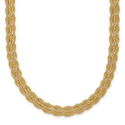 Textured and Diamond-Cut Necklace 14k Gold Polished LF2037-16.5 196904325001