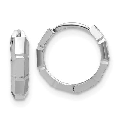Diamond-Cut Huggie Hoop Earrings 14k White Gold Polished LE2400W