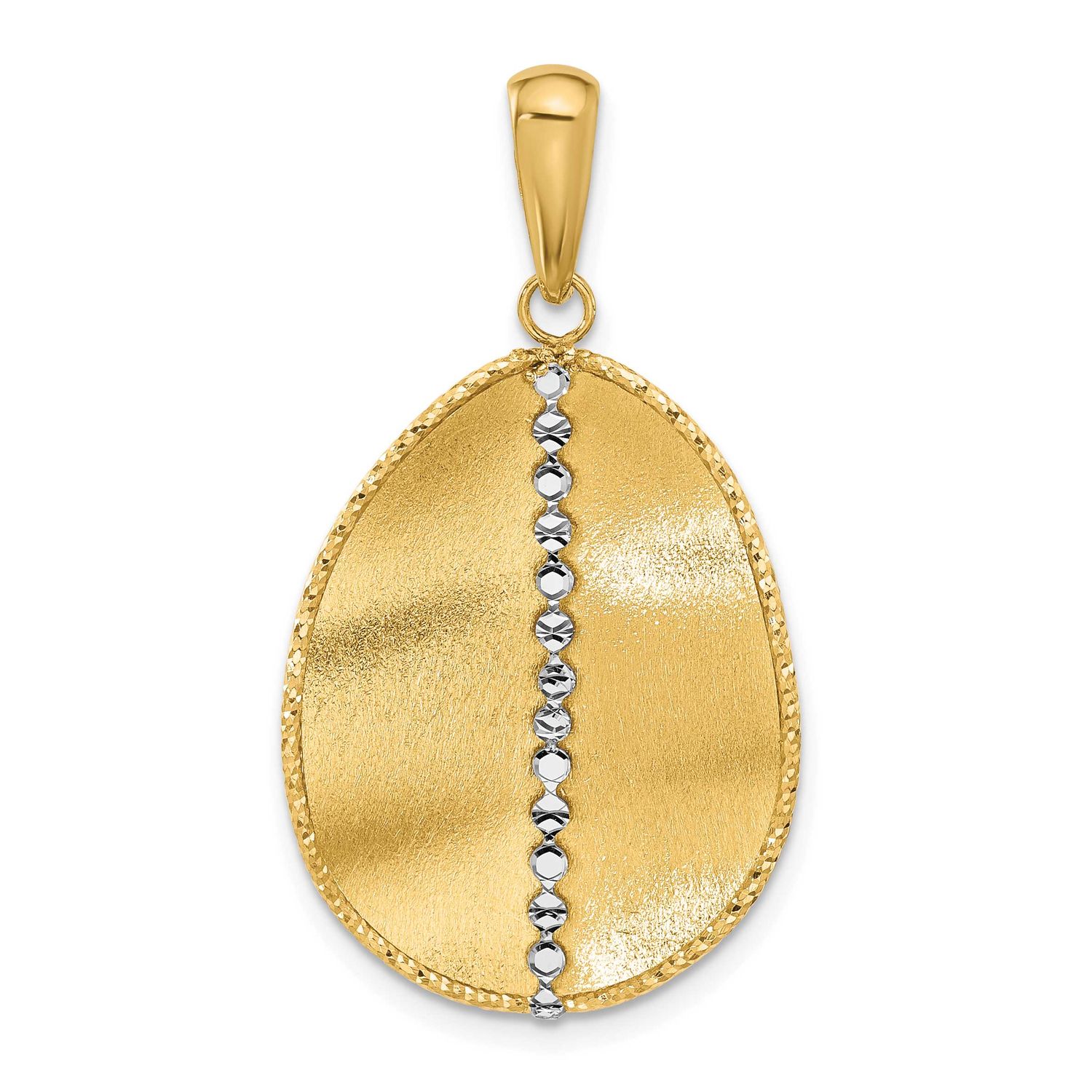 Satin Teardrop Pendant 14k Two-tone Gold Polished LF2046 196904337578