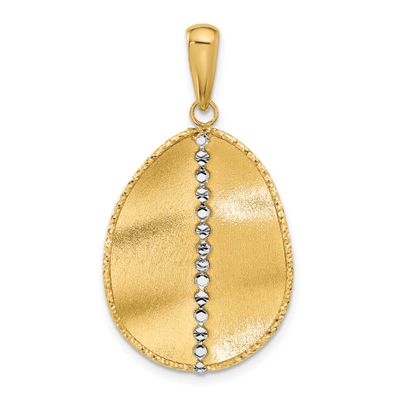 Satin Teardrop Pendant 14k Two-tone Gold Polished LF2046 196904337578