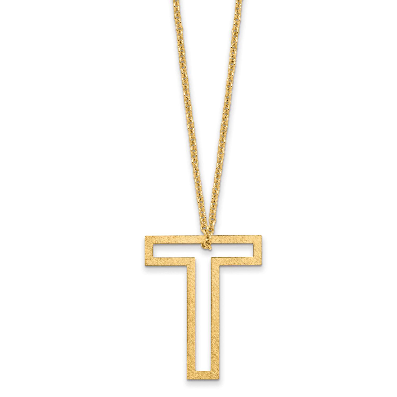 Cut Out Slide Initial T Necklace 10k Gold 10XNA1474Y/T