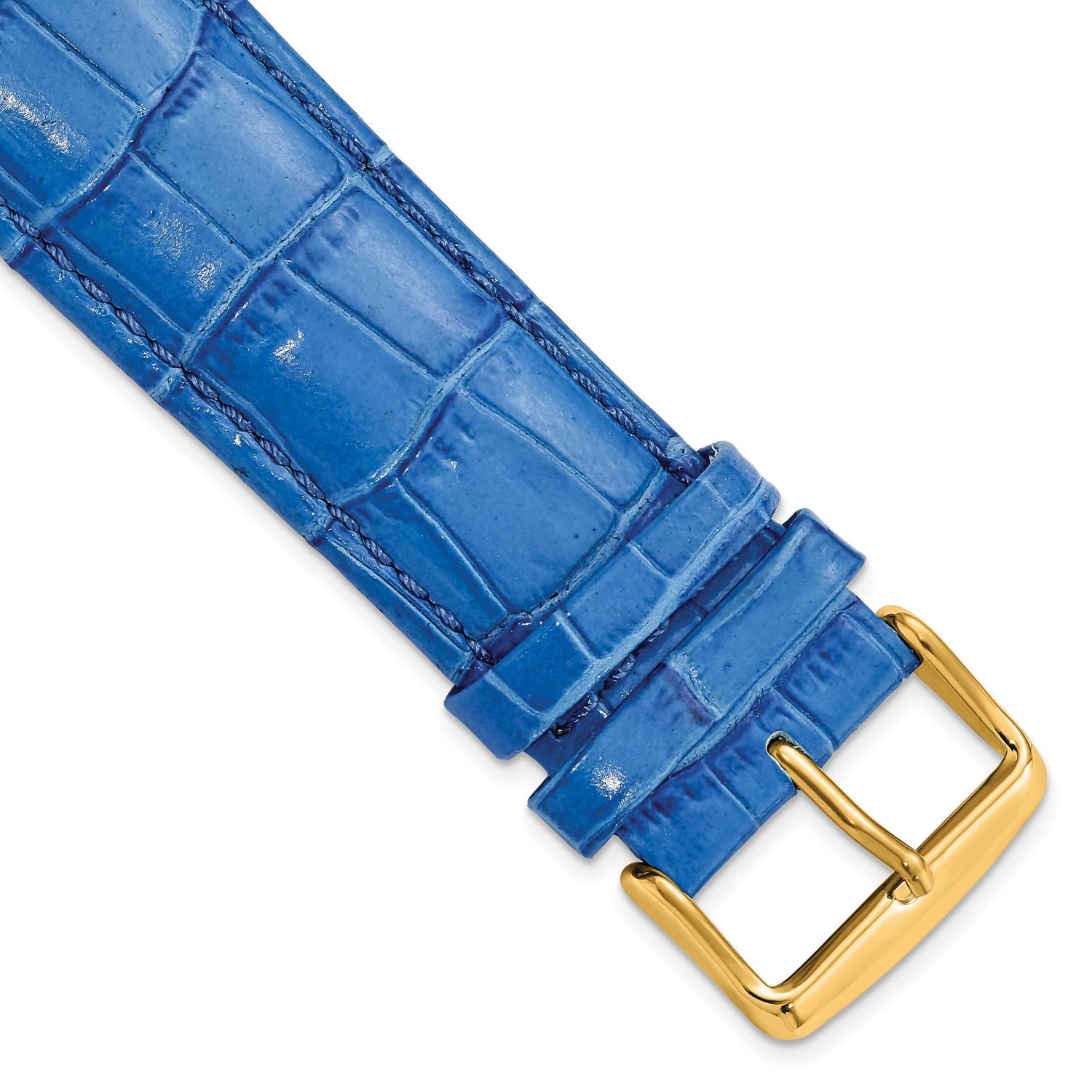 Debeer 24mm Blue Crocodile Grain Chronograph Leather with Gold-Tone Buckle 7.5 Inch Watch Band BAY4…