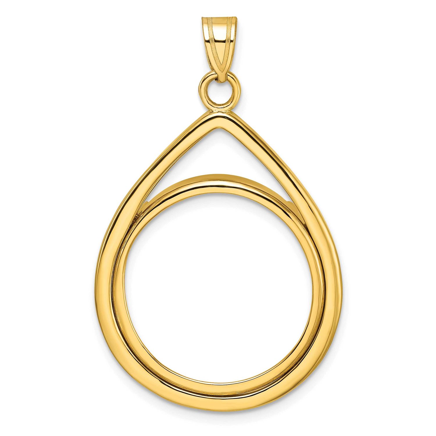 Lightweight Teardrop 22.0mm Prong Coin Bezel Pendant 10k Gold Polished 10C8191/22.0