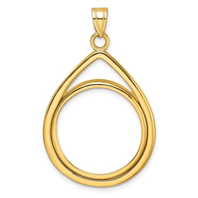 Lightweight Teardrop 22.0mm Prong Coin Bezel Pendant 10k Gold Polished 10C8191/22.0