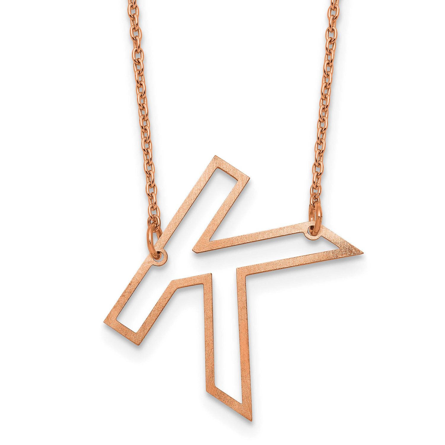 Rose Gold-Plated Sideways Cut Out Initial K Necklace Sterling Silver XNA1473RP/K