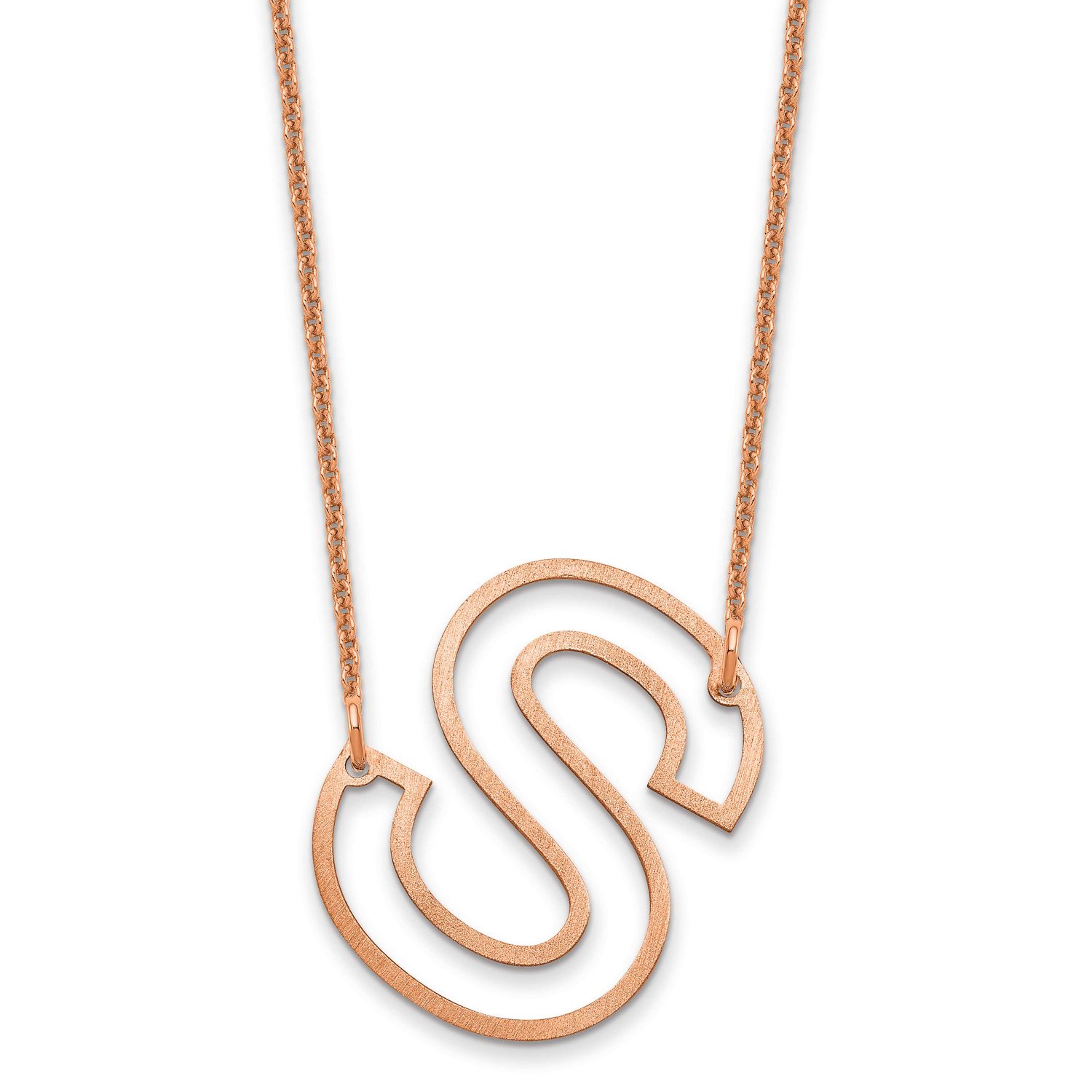 Sideways Cut Out Initial S Necklace 14k Rose Gold XNA1473R/S