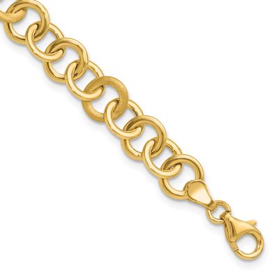 Fancy Circle Link Bracelet 14k Gold Polished and Satin LF1832-7.5 196904258910