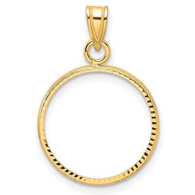 Diamond-Cut 15.5mm Prong Coin Bezel Pendant 10k Gold Polished 10C1801D/15.5
